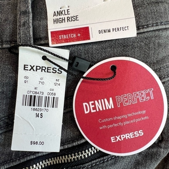 Express Gray Ankle High Rise Stretch Denim Perfect Jeans Size 14S Women NWT - Picture 13 of 13